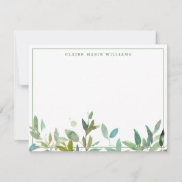 Rustic Botanical Greenery Foliage Thin Gräns Anteckningskort