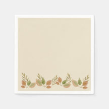 Rustic Botanical Leaf Border Napkins | Soft Autumn