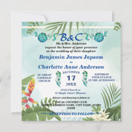 Rustic botanical Monogram Customized Bröllop Inbjudningar