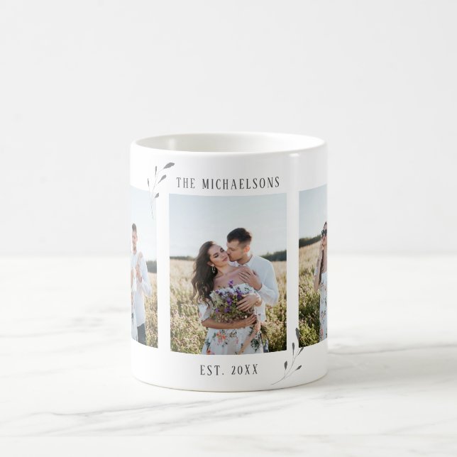 Rustic Botanical Newlyweds Photo Kaffemugg (Center)