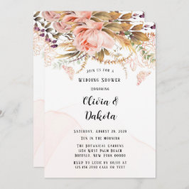 Rustic Botanical Peony Butterfly Möhippa Inbjudningar