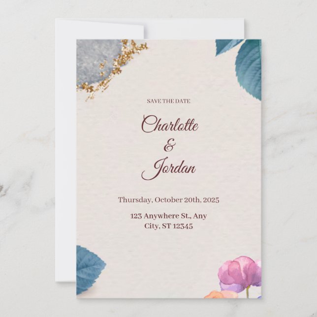Rustic Botanical Save the Date Card Spara Datumet (Framsida)
