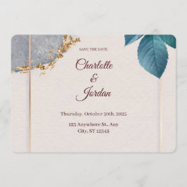 Rustic Botanical Save the Date Card Spara Datumet