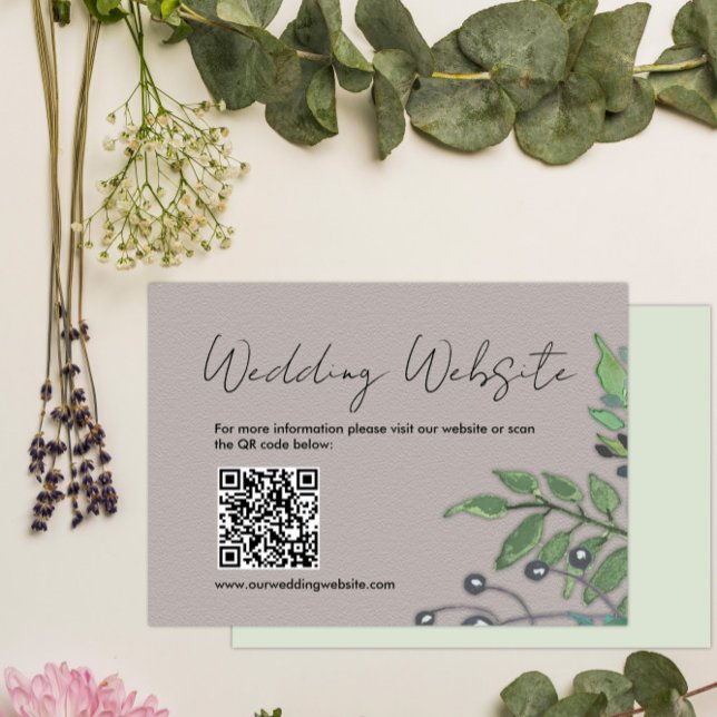 Rustic Botanical Slate Grått Bröllop webbplats Tilläggskort (Skapare uppladdad)