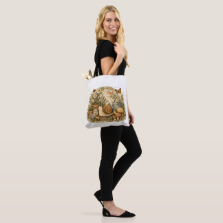 Rustic Botanical Snail Tote Bag for Garden Lovers Tygkasse