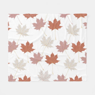 Rustic Botanical Terracotta Maple Löv Mönster Fleecefilt