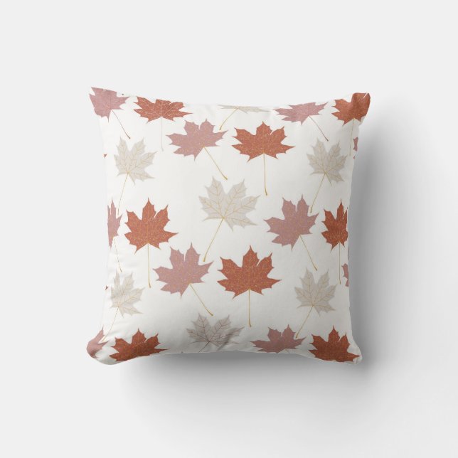 Rustic Botanical Terracotta Maple Löv Mönster Kudde (Framsida)