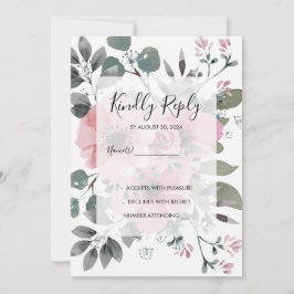 Rustic botanical watercolor floral Wedding RSVP Inbjudningar