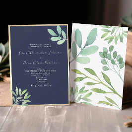Rustic Botaniska flottan Blue Bröllop Inbjudningar