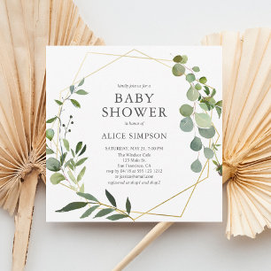 Rustic botaniska Greenery Baby Shower Inbjudningar