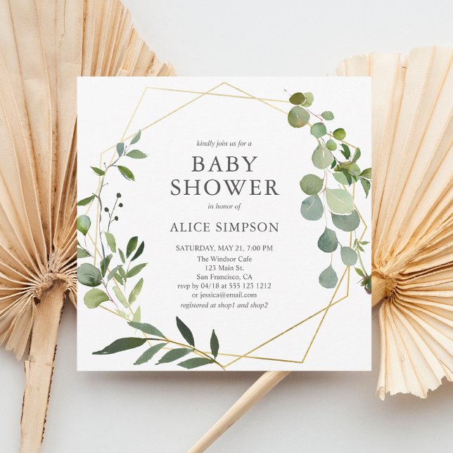 Rustic botaniska Greenery Baby Shower Inbjudningar (Skapare uppladdad)