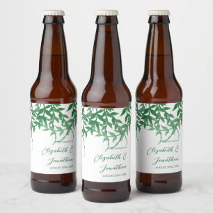 Rustic Botaniska Löv Bröllop Ölflaska Etikett