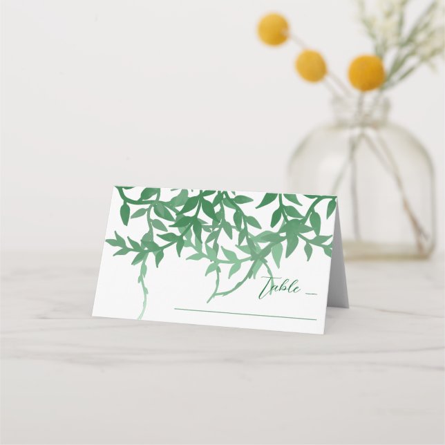 Rustic Botaniska Löv Bröllop Placeringskort (Framsida)