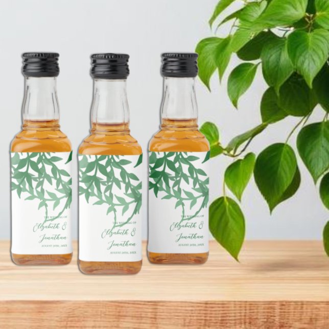 Rustic Botaniska Löv Bröllop Spritflaskor Etikett (Skapare uppladdad)