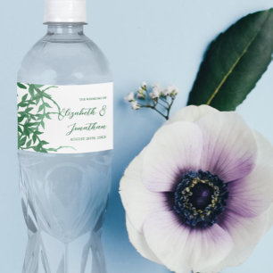 Rustic Botaniska Löv Bröllop Vattenflaskor Etikett