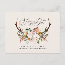 Rustic botaniska stammen bröllop elegant rosa meddelande vykort