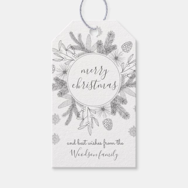 Rustic Boughs God jul Modern Presentetikett (Framsidan)