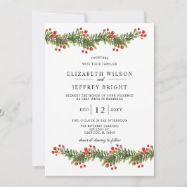 Rustic Boughs of Holly Winter jul Bröllop in i Inbjudningar