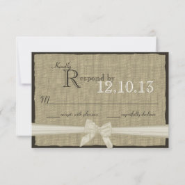 Rustic Bow and Burlap Bröllop Response OSA Kort