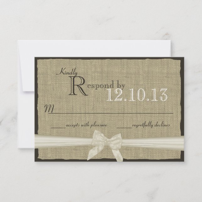 Rustic Bow and Burlap Bröllop Response OSA Kort (Framsida)