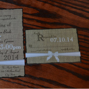 Rustic Bow and Burlap Bröllop Response OSA Kort