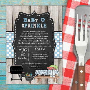 Rustic Boy Baby Q Sprinkle, BBQ-babydusch Inbjudningar