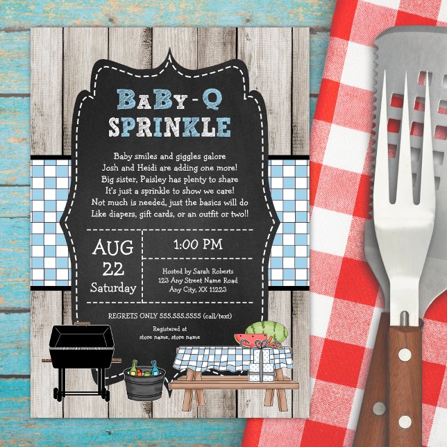 Rustic Boy Baby Q Sprinkle, BBQ-babydusch Inbjudningar (Skapare uppladdad)