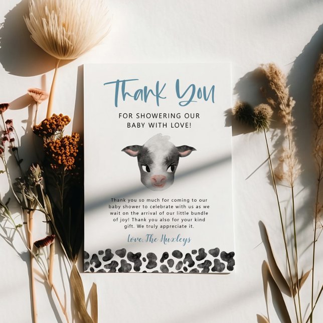 Rustic Boy Cow Baby Shower Tack Kort (Skapare uppladdad)