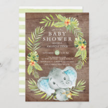 Rustic Boy Elephant Baby Shower-inbjudan