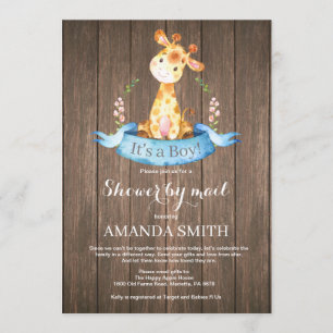 Rustic Boy Giraffe Baby Shower efter e-postinbjuda Inbjudningar