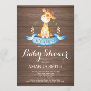 Rustic Boy Giraffe Baby Shower-inbjudan Inbjudningar