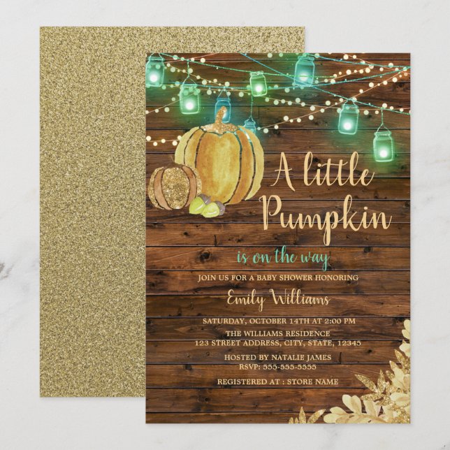 Rustic Boy Little Pumpkin Fall Boy Shower Inbjudningar (Fram/baksida)