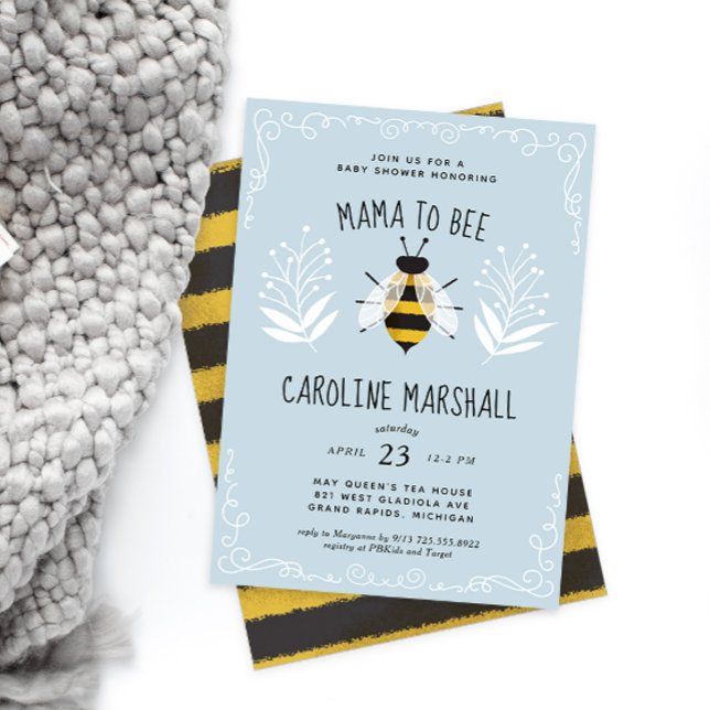 Rustic Boy Mamma to Bee Baby Shower-inbjudan Inbjudningar (Skapare uppladdad)
