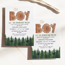 Rustic Boy Woodland Baby Shower Inbjudningar