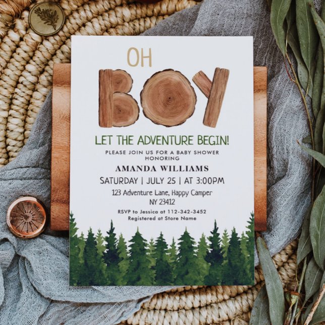 Rustic Boy Woodland Baby Shower Inbjudningar (Skapare uppladdad)