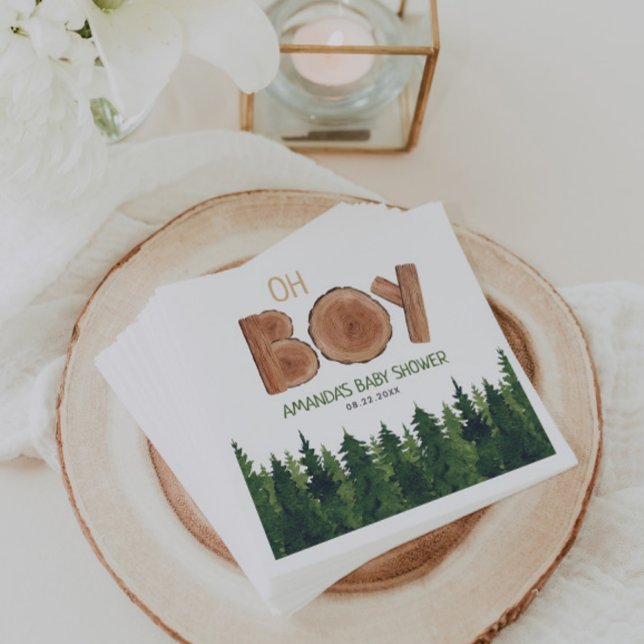 Rustic Boy Woodland Baby Shower Pappersservett (Skapare uppladdad)