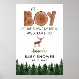 Rustic Boy Woodland Baby Shower Välkommen Poster