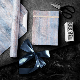 Rustic Branding Dusty Blue och Copper Wood Plank Presentpapper