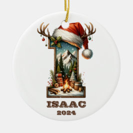 Rustic Brev I med Santa Hat och Winter Scene Julgransprydnad Keramik