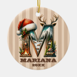 Rustic Brev M-jul med Mysigt kabinkort Julgransprydnad Keramik
