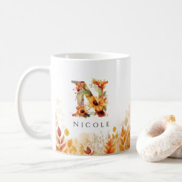 Rustic Brev N Monogram första fall Kaffemugg