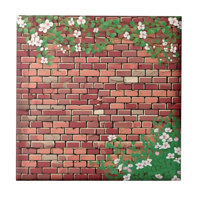 Rustic Brick med Blommigt Kakelplatta (Framsidan)