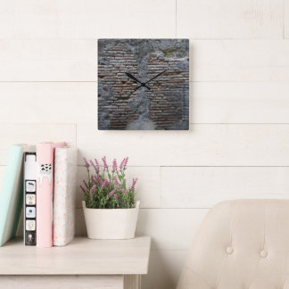 Rustic Brick Stone Wall Napoli 1 Fyrkantig Klocka
