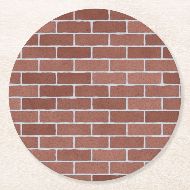 Rustic Brick Wall Mönster Underlägg Papper Rund (Framsidan)