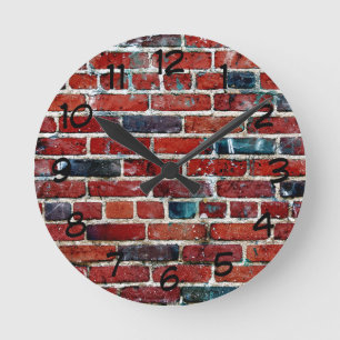 Rustic Brick Wall Rund Klocka