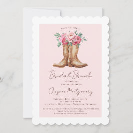 Rustic Bridal Brunch Cowgirl Chic Pink Floral Inbjudningar