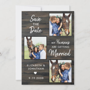 Rustic Bröllop Anpassningsbar Pet Photo Collage Ho Spara Datumet