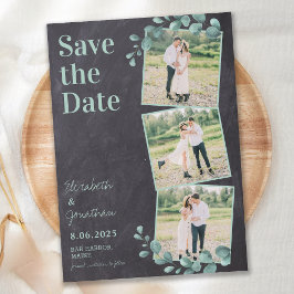 Rustic Bröllop Anpassningsbar Photo Collage Slate Spara Datumet