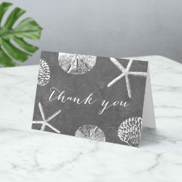 Rustic Bröllop Beach Starfish Seashells Chalkboard Tack Kort