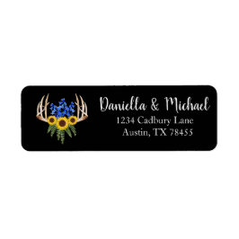 Rustic Bröllop Blommigt Antlers Adress Returadress Etikett